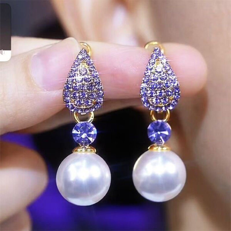 korean Zircon Pearl Earrings