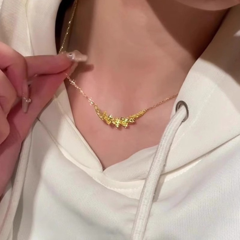 Golden Crushed Ice Wave Necklace