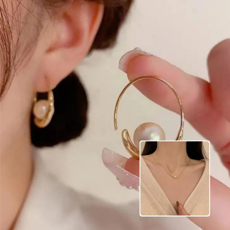 Pearl necklace and Earrings set