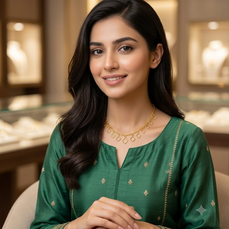 22k লেজার কাট গোল্ডেন নেকলেস