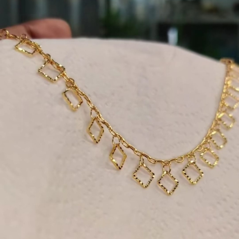 22k লেজার কাট গোল্ডেন নেকলেস