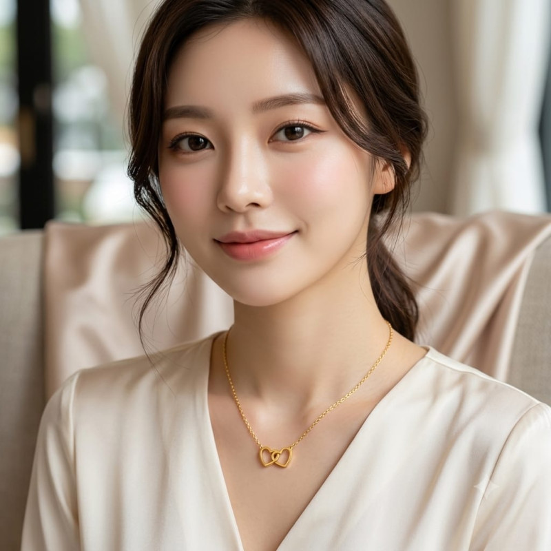 Korean Double heart necklace