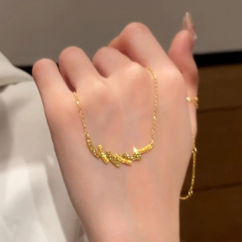 Golden Crushed Ice Wave Necklace